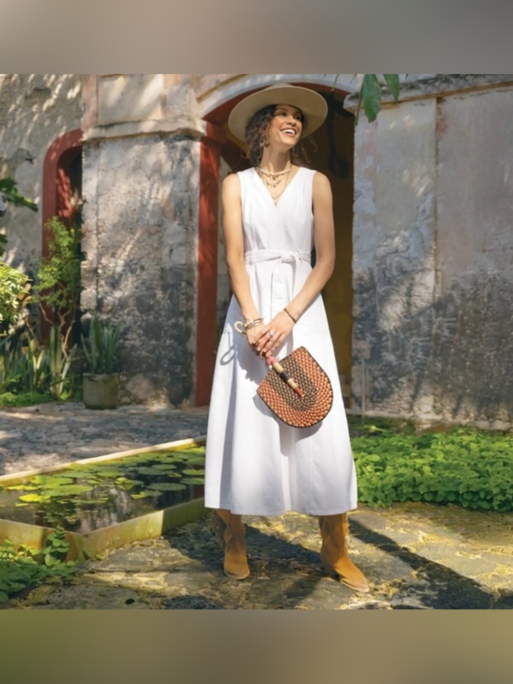 Sundance Poppy Denim Midi Dress White
